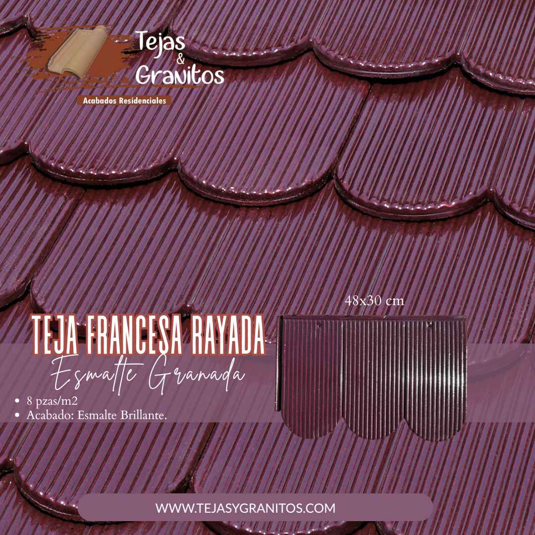 Teja Francesa Rayada Esmalte Granada Galería