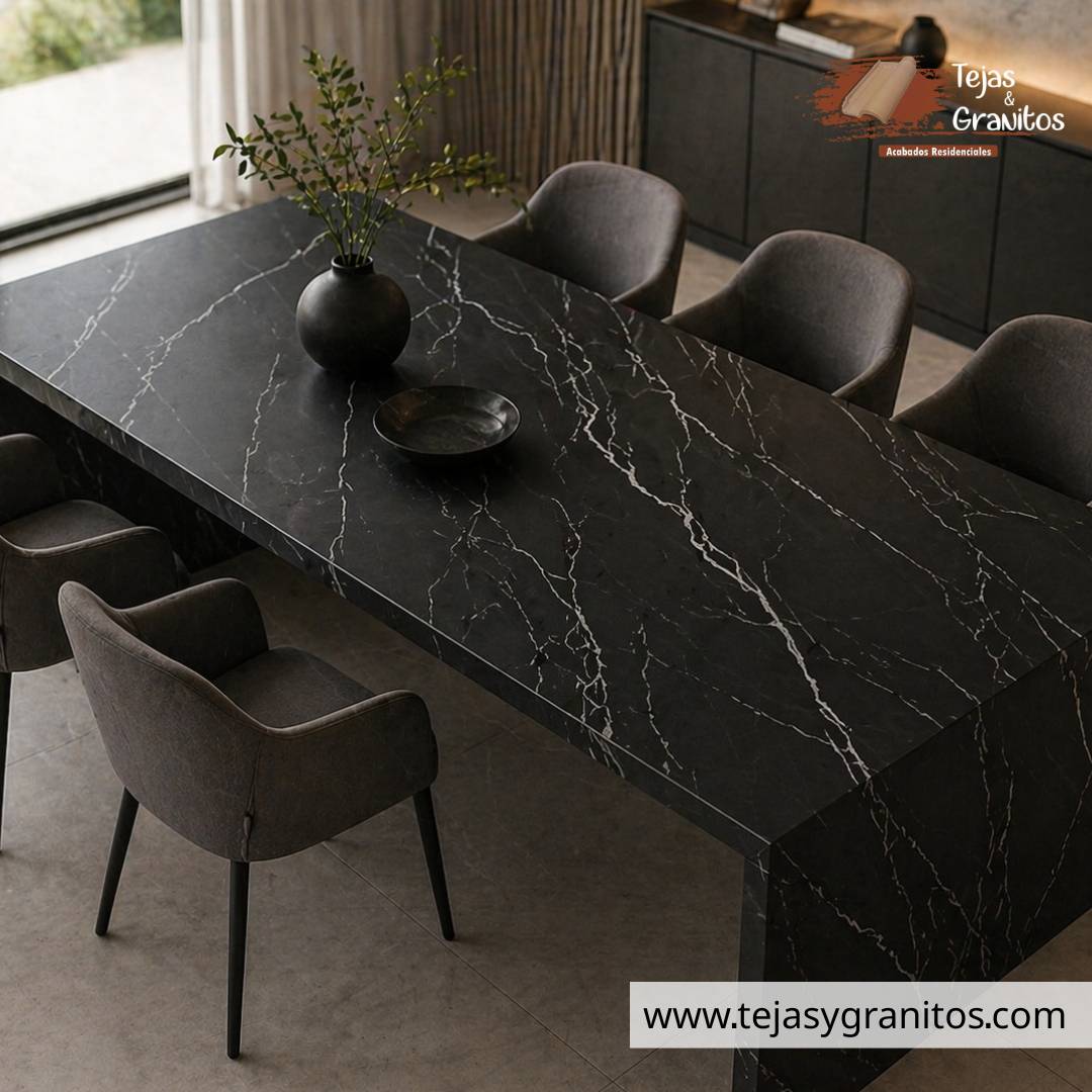 Piedra Sinterizada Negro Marquina