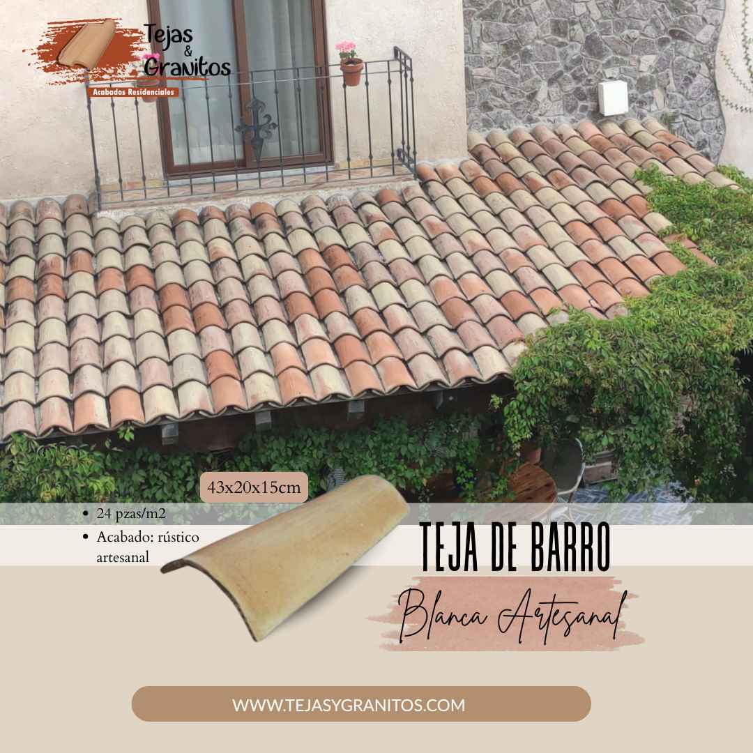 Teja de Barro Blanca Artesanal Galería